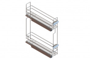 Cargo mini 150мм Квадро 1 + направл. Хеттих, бок.крепл. Левая, с крепл. к фасаду