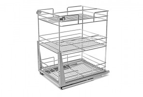 Cargo mini 400мм 3-х ярус. с доводчиком, донное крепл.  355х450х455 хром, LS3/400D/D LS3/400D/D