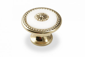 Ручка - грибок FB 027 000 Золото глянец/белый (ТЗ) (50 шт)