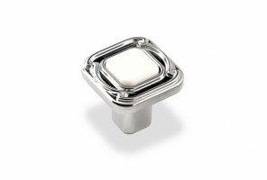 Ручка - грибок FB 026 000 Хром глянец/белый (ТЗ) (50 шт)