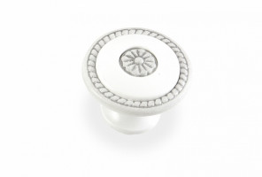 Ручка - грибок FB 027 000 Серебро прованс/белый (ТЗ) (50 шт.)