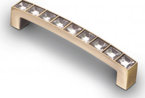 Ручка-скоба с кристаллами, 96 мм, бронза CRL02-96 BA, KERRON