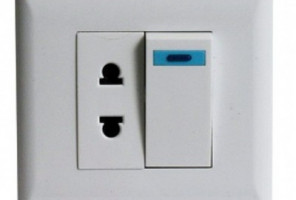 Розетка с выключателем врезная меб. мод. 001-2, 86х86мм   11.102.10.011