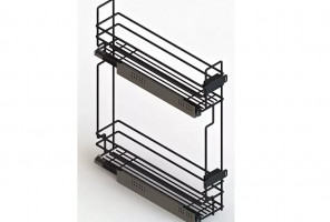 Cargo mini 150мм Квадро 1 + направл. Хеттих, бок.крепл. Левая, с крепл. к фасаду ЧЕРНЫЙ