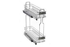 Cargo mini 200мм 2-х яр. бок. крепл. Левый с доводч. 145х450х500мм, хром   AX-200UL.SF.CP