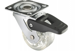 Опора колесная с фланцем, D50мм с тормозом, прозрачное   KM-BH50MM-00   GTV