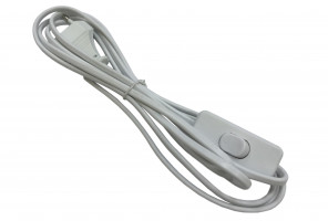 Провод сетевой (303) 220В, 2,2м 2х0,5мм с вилкой и выключателем белый 15.111.01.011