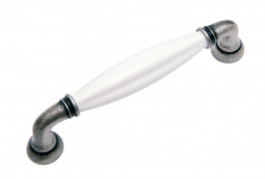 RS121BAZ.4/128/W Черненый старинный цинк/Белый Ручка TIFFANY