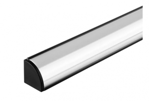 Профиль алюм.для светодиодн.лент, Угловой 16*16мм, L-2м ЧЕРНЫЙ с матовым экраном, загл. и крепежом LR49-МBL