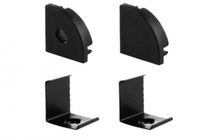 Заглушка для профиля LR49-BL (с крепежом) Черный