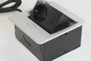 Удлинитель встраиваемый настольный, 1 гнездо, 1*USB, 1 type C, серый SETE SBT-1UCT-80