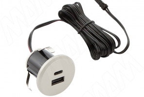 Розетка USB врезная, 1USB, 1Туре-С, никель матовый