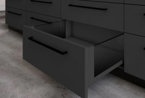 Ящик GTV AXIS PRO L-450, высокий H-168мм, со стеклянными боковинами, Антрацит   PB-AXISPRO-GLASS-KPL450C