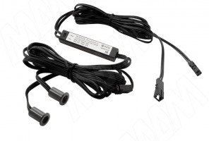 Выключатель инфракрасный (IR) на преграду, врезной, 2 датчика, черный матовый, 12/24V, 36/72W, SW1-DS-FM-2BL