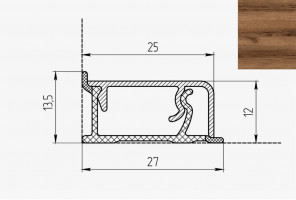 Плинтус КВАДРО Д FS2021 W1  Дуб Бильбао табак  27*13*4200мм