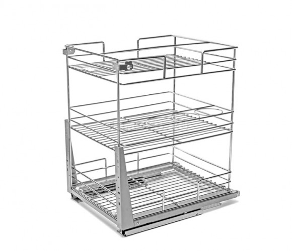 Cargo mini 300мм 3-х ярус. с доводчиком, донное крепл. 255х505х455 хром, LS3/300D/D