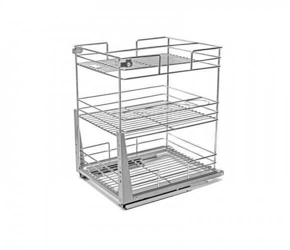 Cargo mini 400мм 3-х ярус. с доводчиком, донное крепл.  355х450х455 хром, LS3/400D/D LS3/400D/D