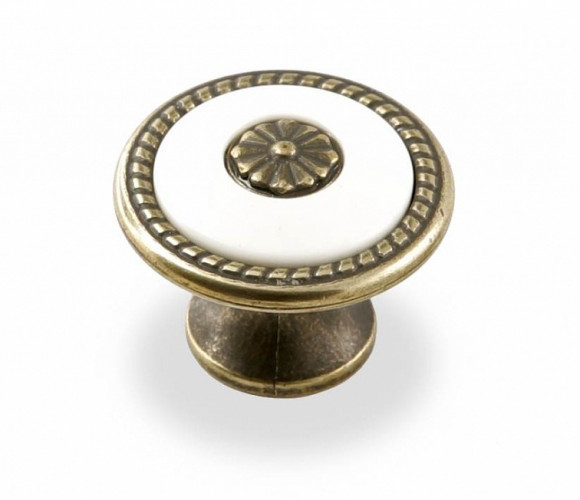 Ручка - грибок FB 027 000 Бронза полированная/белый (ТЗ) (50 шт.)