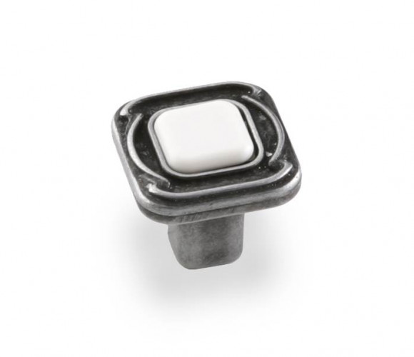 Ручка - грибок FB 026000 Старое олово/белый