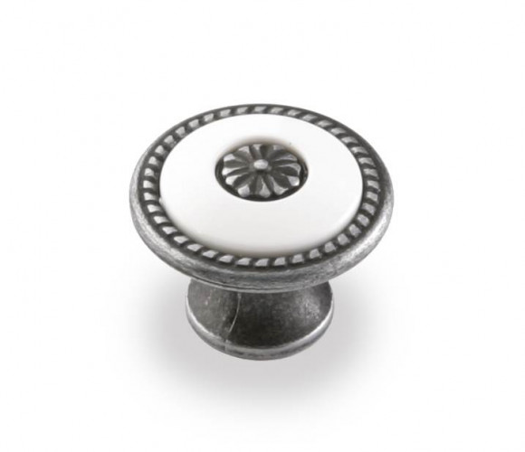 Ручка - грибок FB 027 000 Старое олово/белый (ТЗ) (100 шт.)