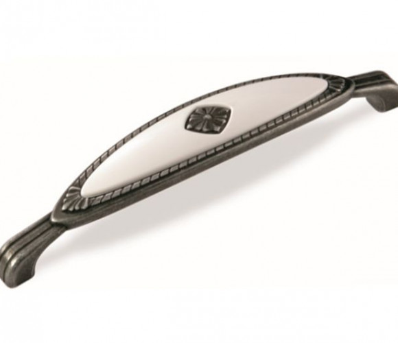 Ручка - скоба FS 138 128 Старое олово/белый (ТЗ) (30шт)