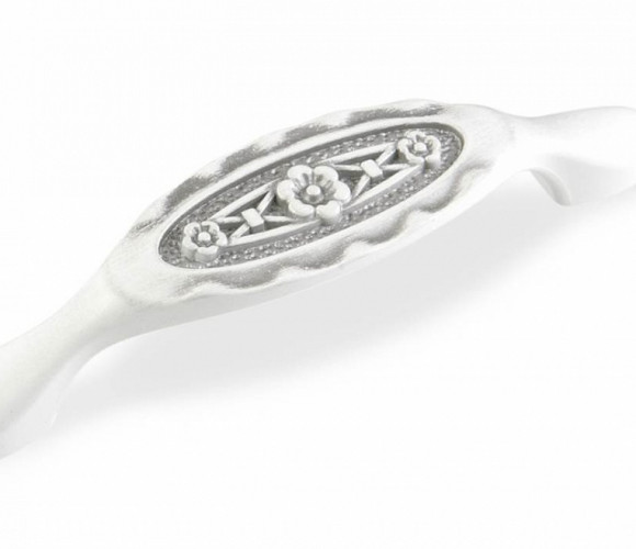 Ручка - скоба FS 128 096 Серебро прованс/9003 белый матовый