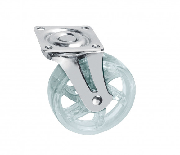Опора колесная с фланцем, D75мм без тормоза, прозрачное   CS-75