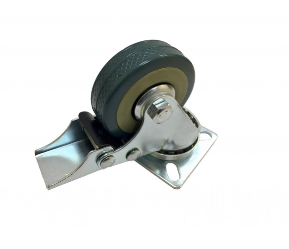 Опора колесная D50мм сер .резина, cо стопором FM 50