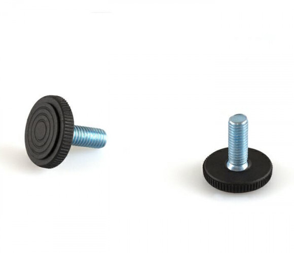 Подпятник регулир., круглый М6х20 Черный + Гайка М6