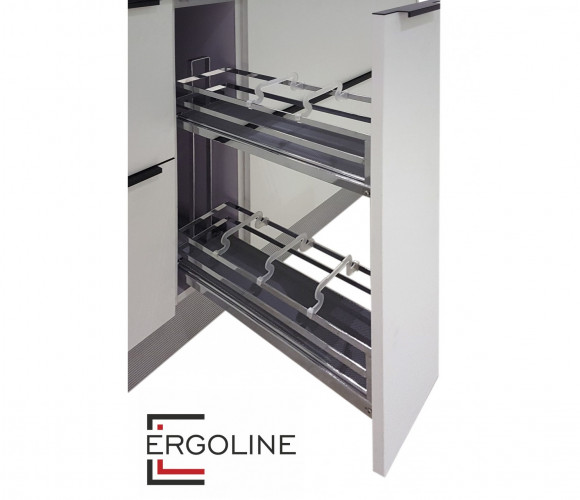 Cargo mini 150мм FLORA KR05/1/3/150/L с доводчиком, боковое крепление ХРОМ БОЯРД