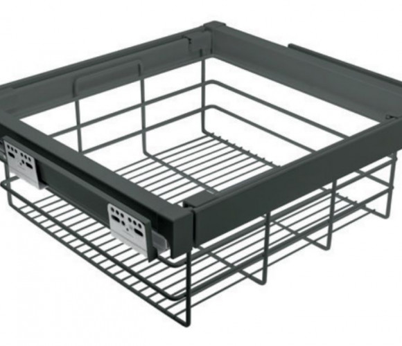 Корзина для белья с доводчиком, полного выдв., графит   WG-KOSZ80-60