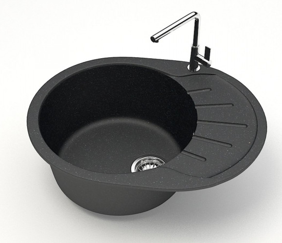 Мойка Модель 10, Овал малый 575х440х215мм, Черный Q4  Мрамор