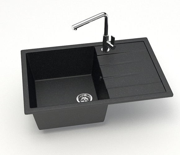 Мойка Модель 161, Прямоугольная 750х505х218мм, Черный Q4  Мрамор