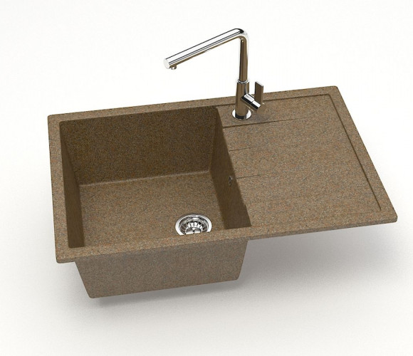 Мойка Модель 161, Прямоугольная 750х505х218мм, Терракот Q9  Мрамор