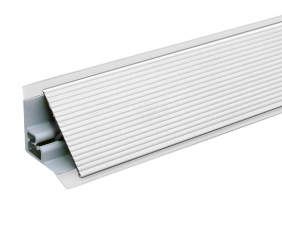 Плинтус кух. рифленый алюминиевый, серебро, 3м (ЭЛИТ-С)