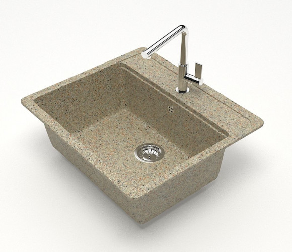 Мойка Модель 9, Квадратная 570х505х200мм, Песочный Q5  Мрамор