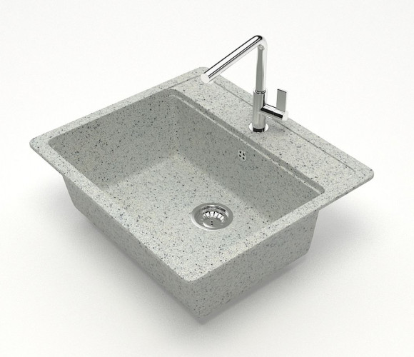 Мойка Модель 9, Квадратная 570х505х200мм, Светло-Серый Q10  Мрамор