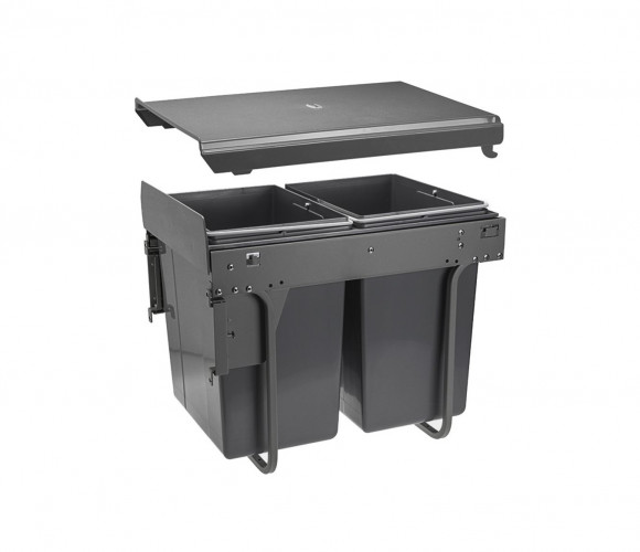 Сегрегатор для модуля 400мм (2х20L) АНТРАЦИТ, с креплением к фасаду, с довод. PB-45-MF002x20-60A