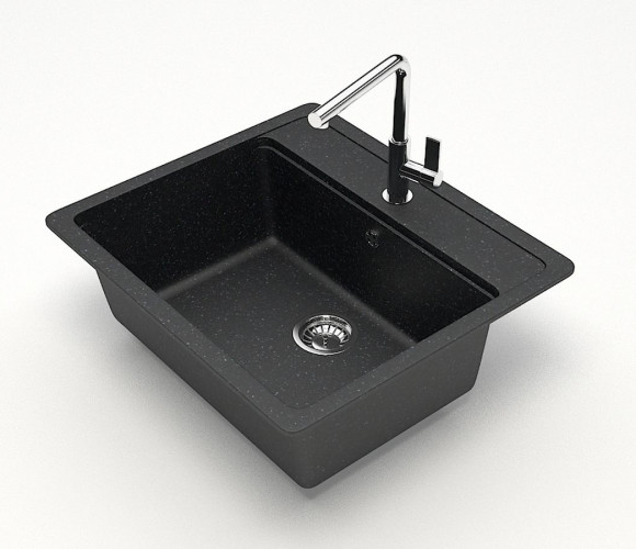 Мойка Модель 9, Квадратная 570х505х200мм, Черный Q4  Мрамор