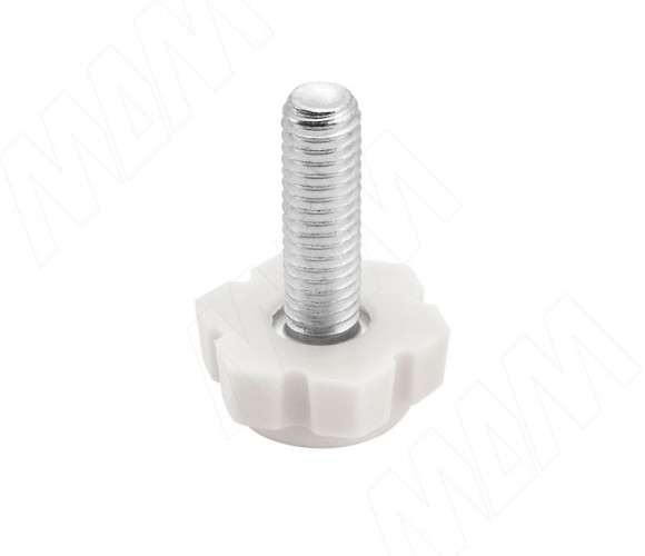 Подпятник регулир. под ключ М6х18 Белый + Гайка М6