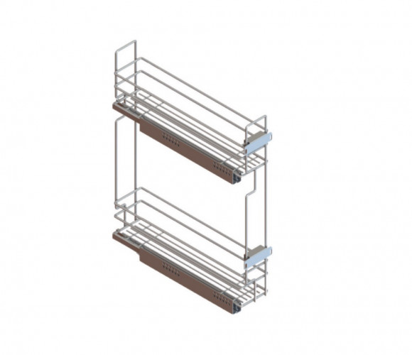 Cargo mini 200мм Квадро 2 + направл. Хеттих PUSH TO OPEN, бок.крепл. Левая, с крепл. к фасаду