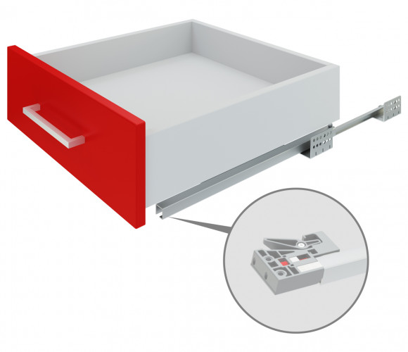 Направляющие скрыт. монт. В-Slide DB7772Zn/450 частичного выдв. с доводчиком, пласт. роликами