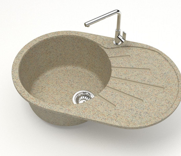 Мойка Модель 110, Овал 730х450х210мм, Песочный Q5  Мрамор