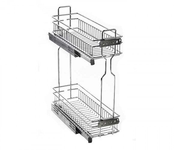 Cargo mini 150мм 2-х яр. бок. крепл. Левый с доводч. 95х450х500мм, хром   AX-150UL.SF.CP