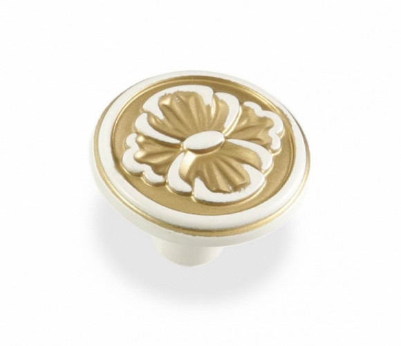 Ручка - грибок FB 025000 Золото прованс/1013 жемчужно-белый матовый