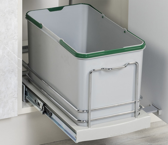 Контейнер выдвижной для мусора Starax Large Busket, шир.400 (260х440х300)   Серый    S-2573-G