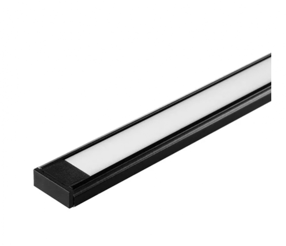 Профиль алюм.для светодиодн.лент 15*6мм, L-2м ЧЕРНЫЙ с матовым экраном, загл. и крепежом LR39-MBL