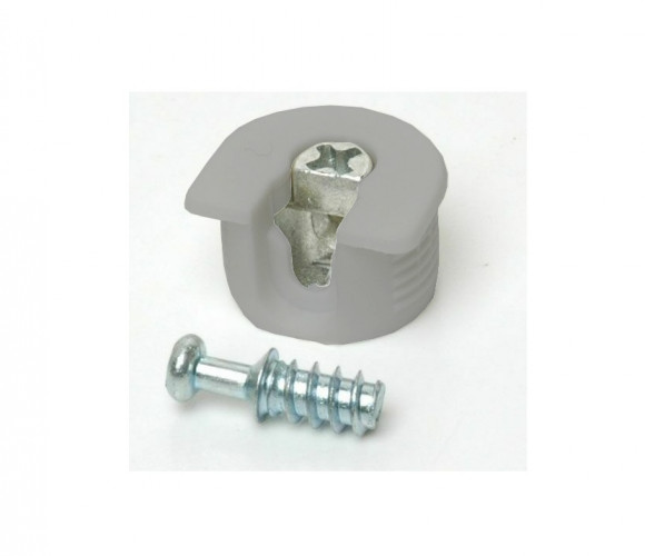 Эксцентрик усиленный пластиковый 16мм + дюбель Серый