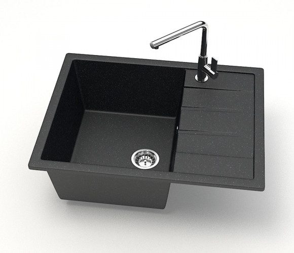 Мойка Модель 151, Прямоугольная  645х505х218мм, Черный Q4 Мрамор