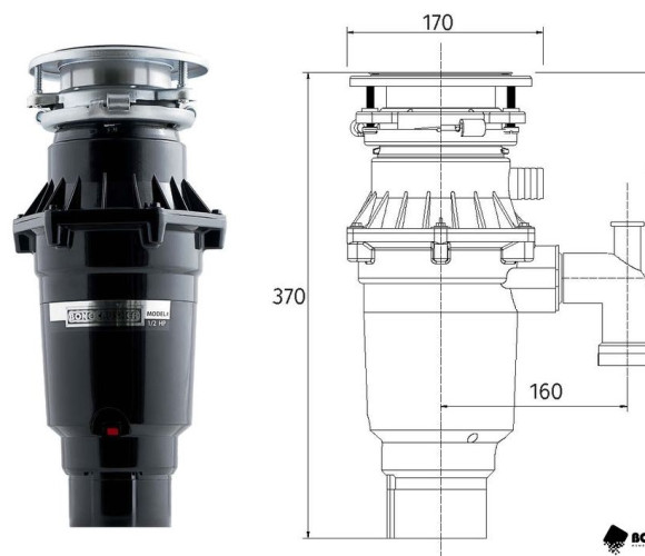 Измельчитель пищевых отходов бытовой BoneCrusher 810 Slim Line   (BC810-AS-Slim)